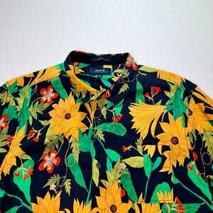 Roark Artifacts Of Adventure Men's‎ Large Floral Button Up Shirt Short Sleeve